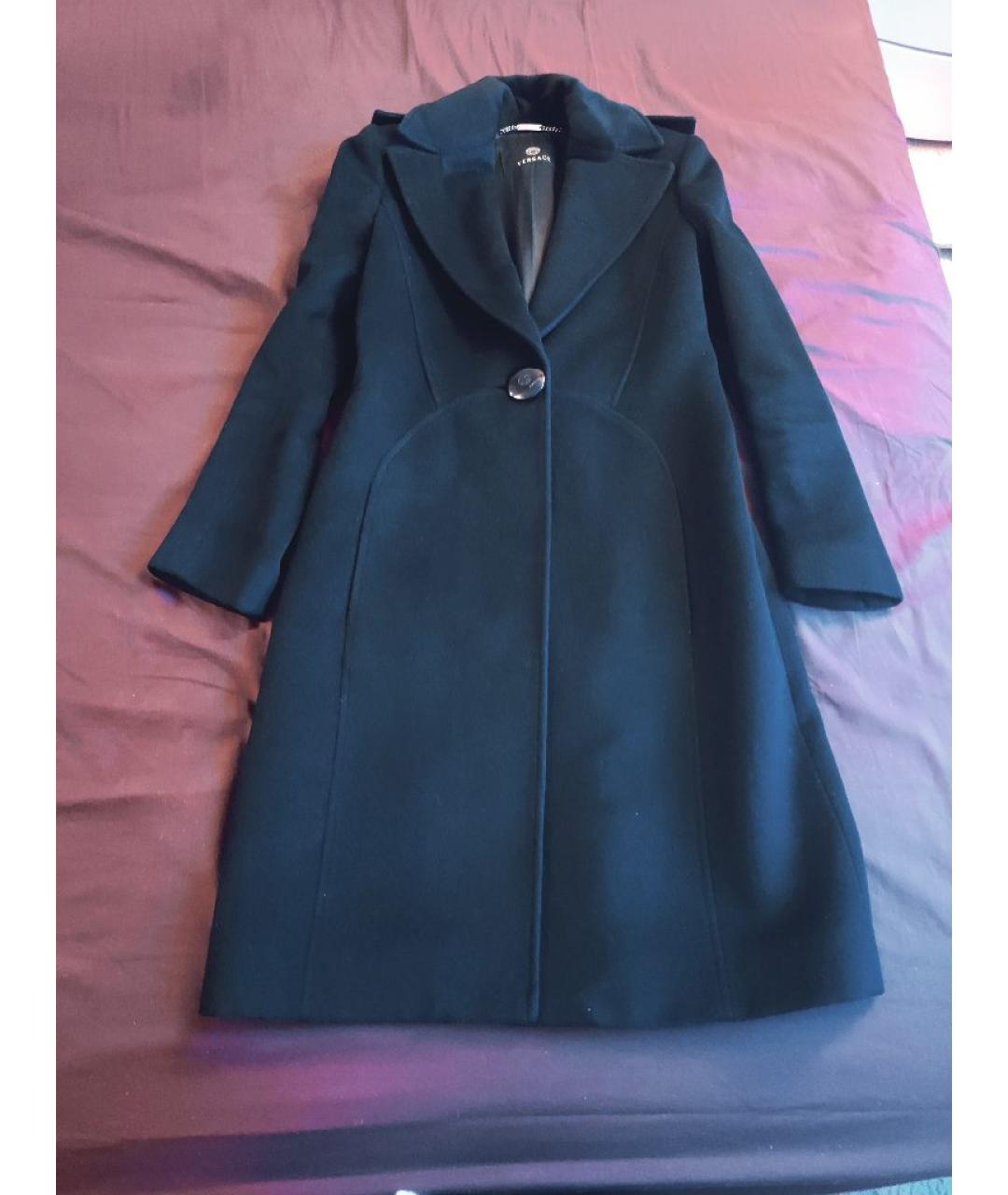 VERSACE Черное шерстяное пальто, фото 6