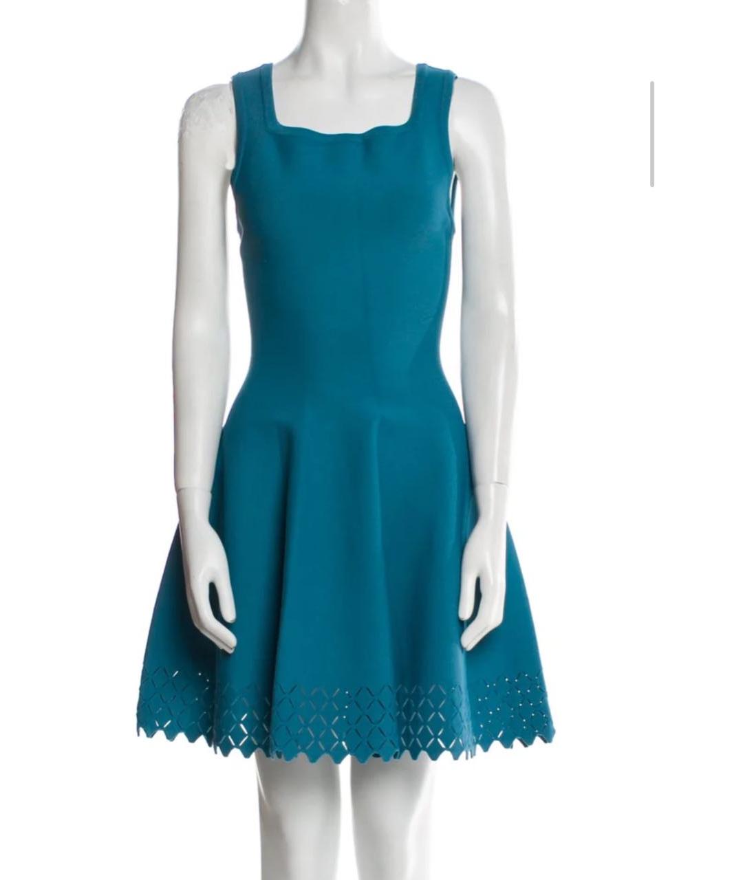 ALAIA Бирюзовое хлопковое повседневное платье, фото 2