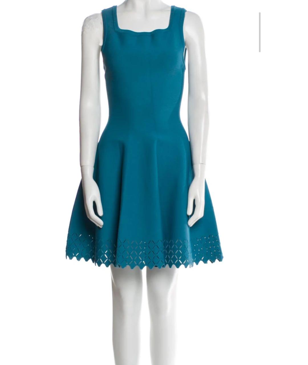 ALAIA Бирюзовое хлопковое повседневное платье, фото 3