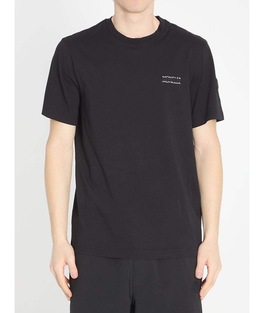 MONCLER Черная хлопковая футболка, фото 5