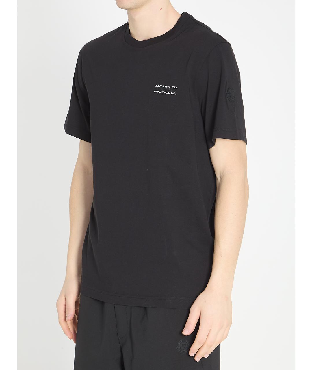 MONCLER Черная хлопковая футболка, фото 2