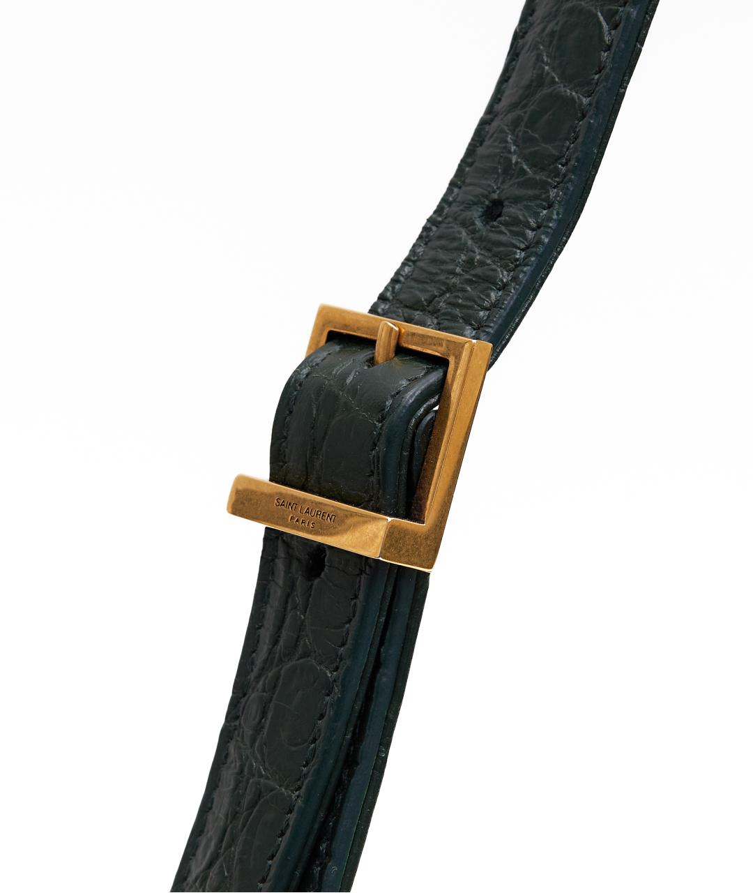 SAINT LAURENT Зеленая кожаная сумка с короткими ручками, фото 4