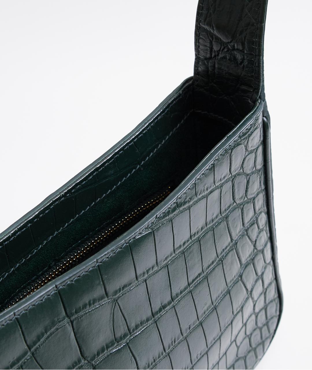 SAINT LAURENT Зеленая кожаная сумка с короткими ручками, фото 5