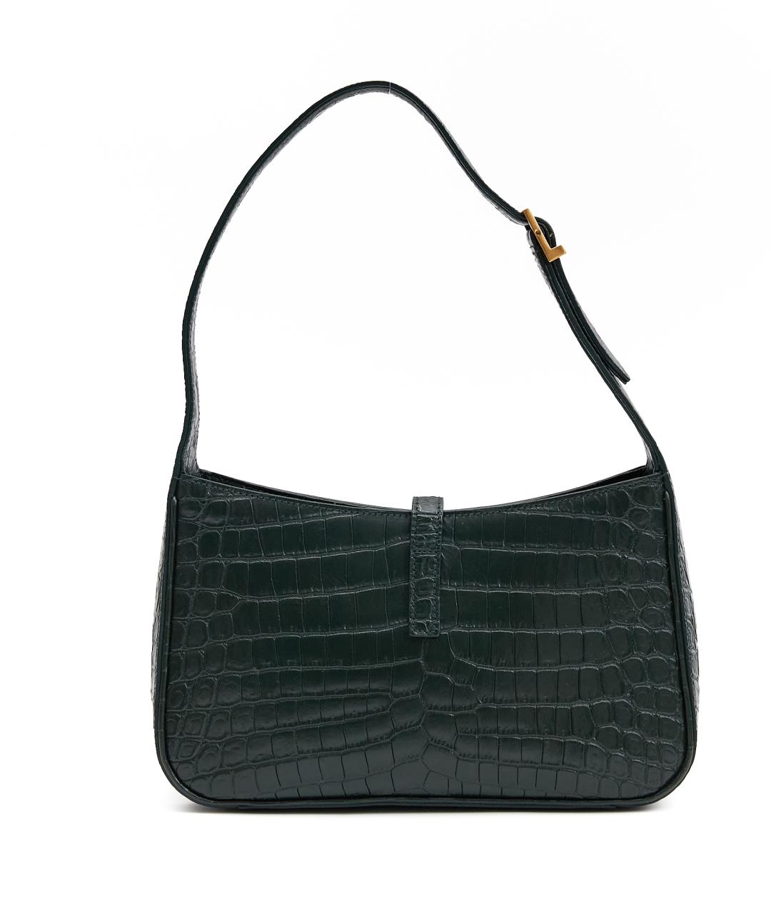 SAINT LAURENT Зеленая кожаная сумка с короткими ручками, фото 3