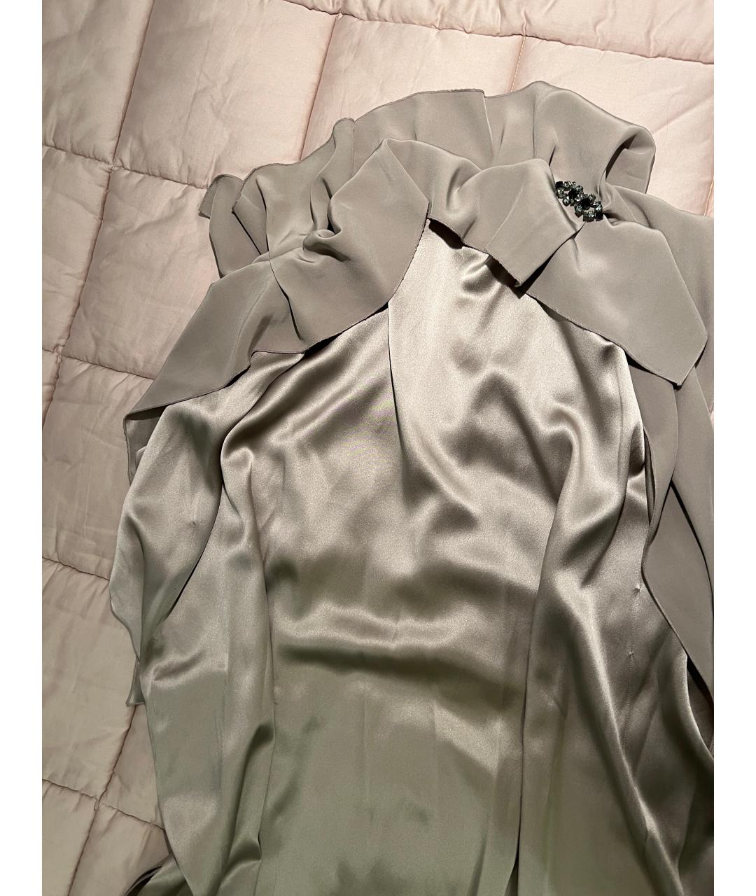 CAROLINA HERRERA Серое шелковое вечернее платье, фото 7