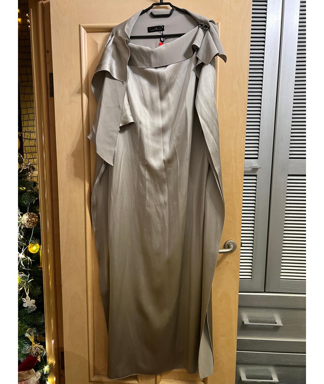 CAROLINA HERRERA Серое шелковое вечернее платье, фото 9