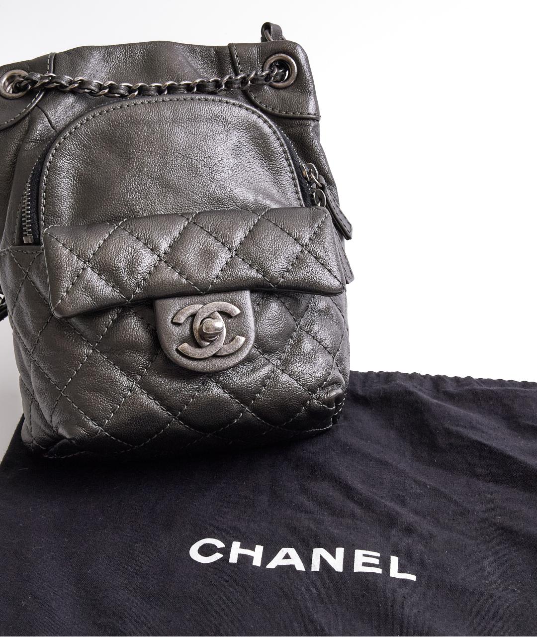 CHANEL Серый кожаный рюкзак, фото 5