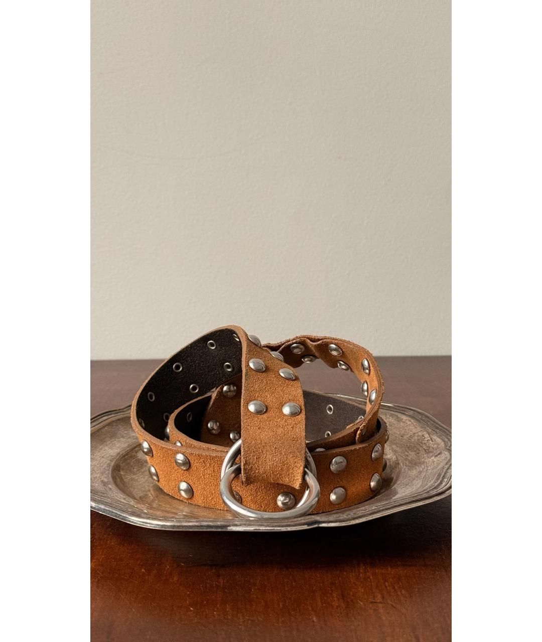 DIESEL Коричневый замшевый ремень, фото 2