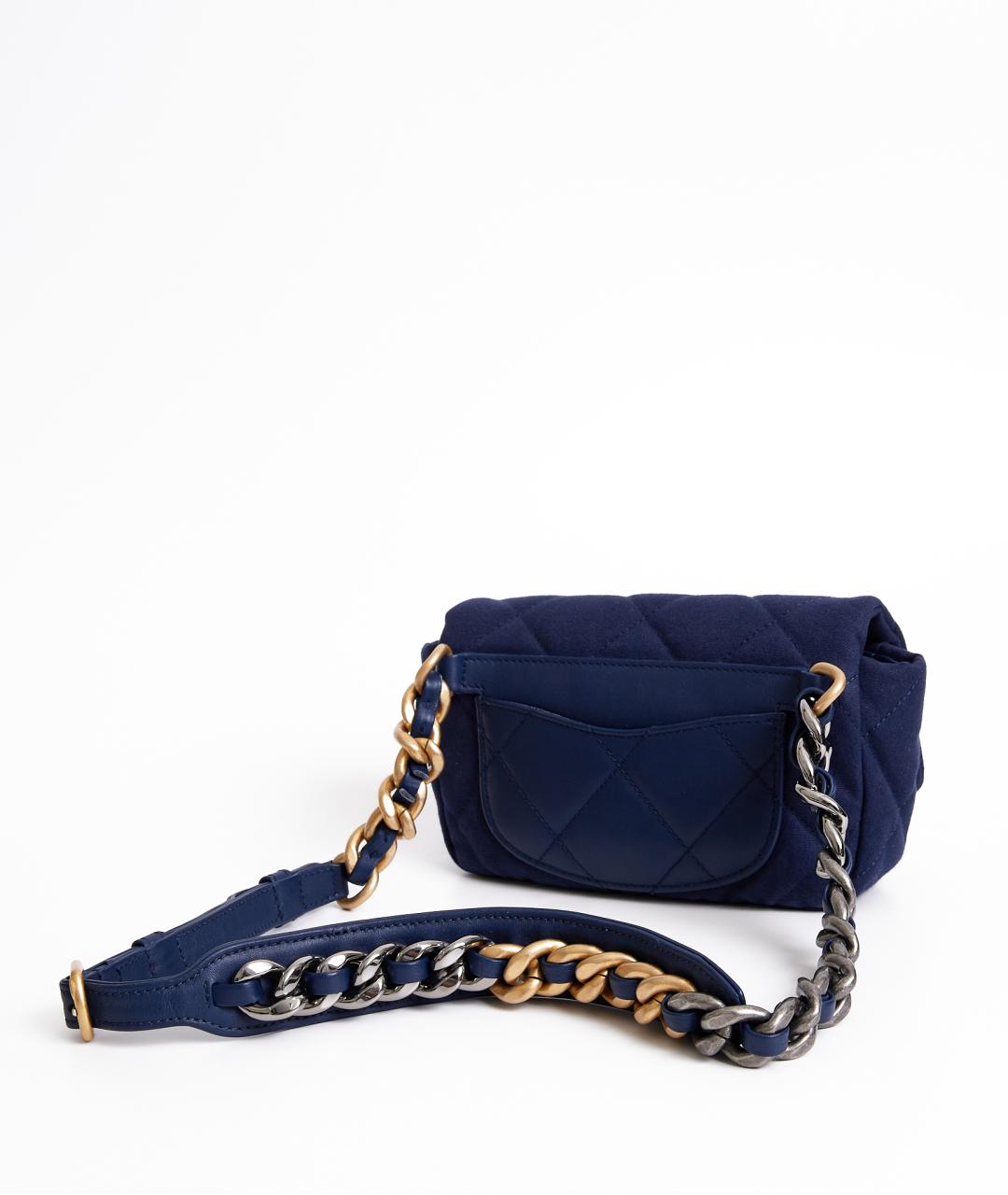 CHANEL Темно-синяя тканевая сумка через плечо, фото 3