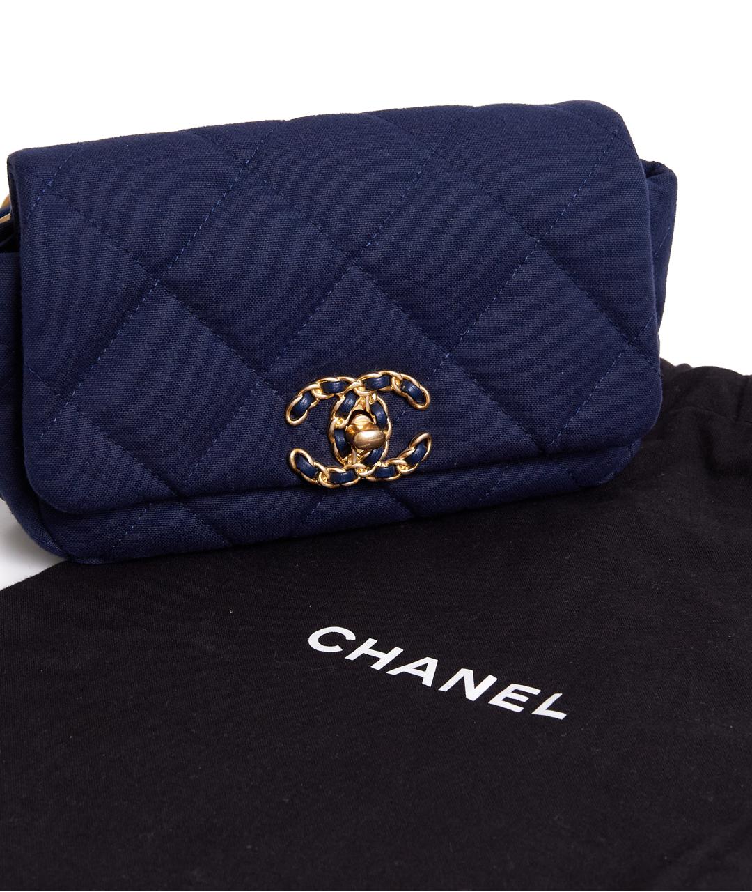 CHANEL Темно-синяя тканевая сумка через плечо, фото 7