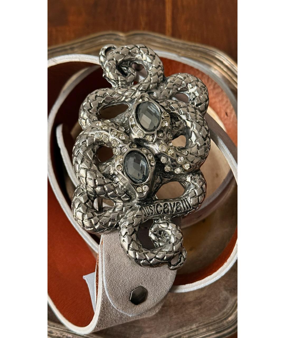 JUST CAVALLI Бежевый кожаный ремень, фото 4