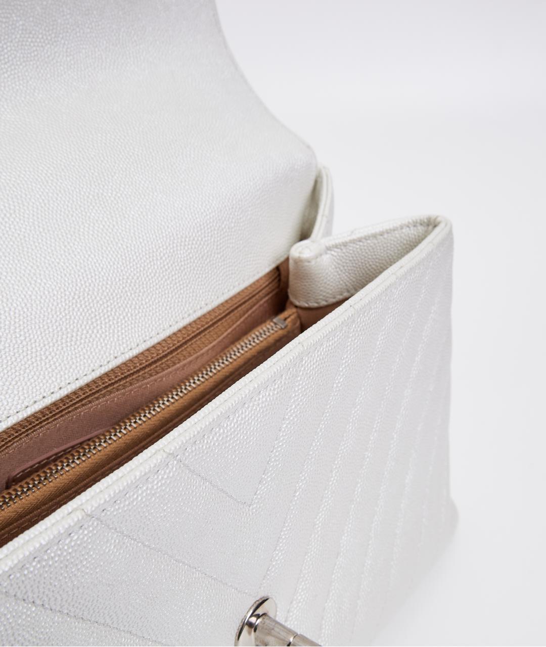 CHANEL Белая кожаная сумка с короткими ручками, фото 7