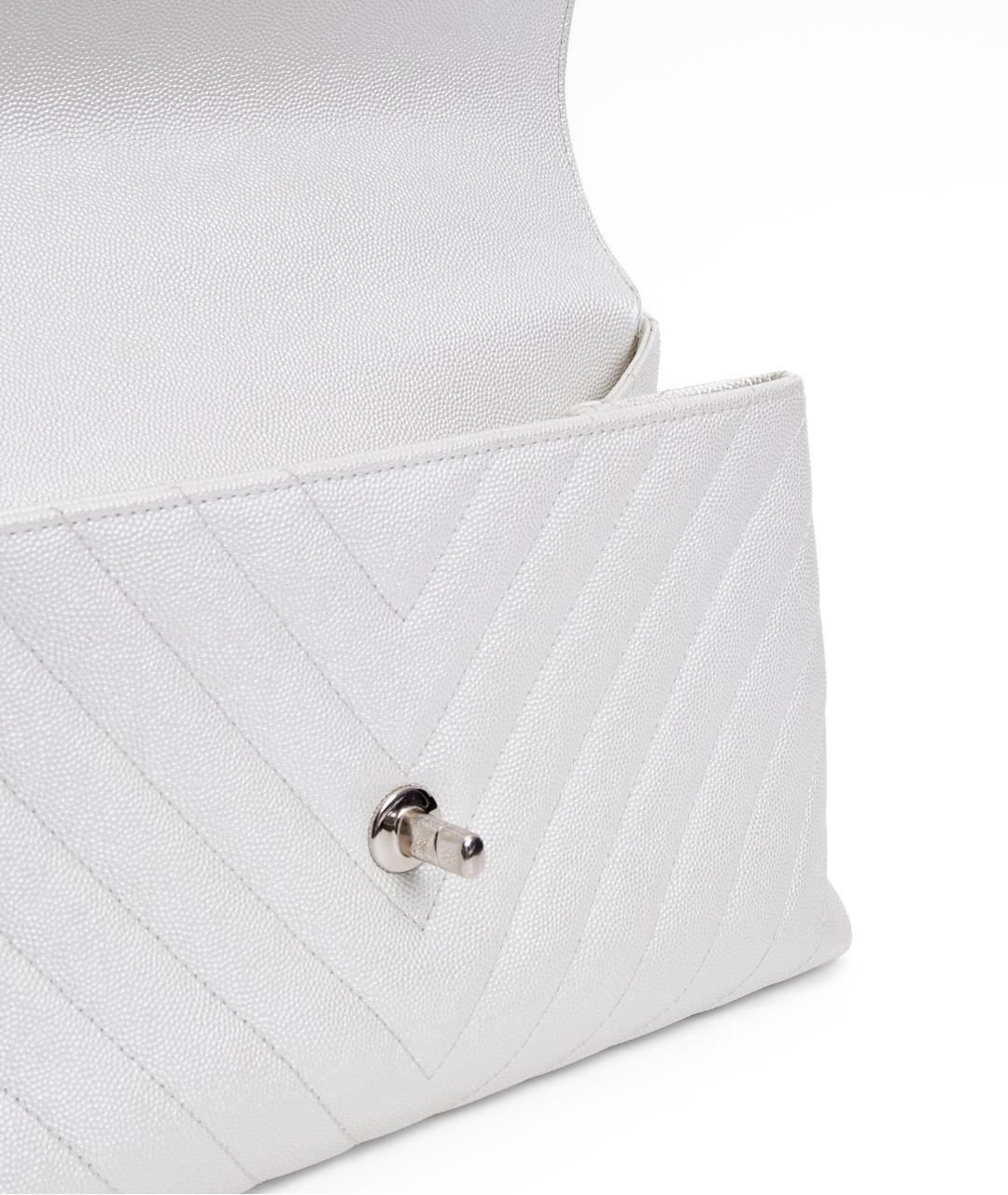 CHANEL Белая кожаная сумка с короткими ручками, фото 6