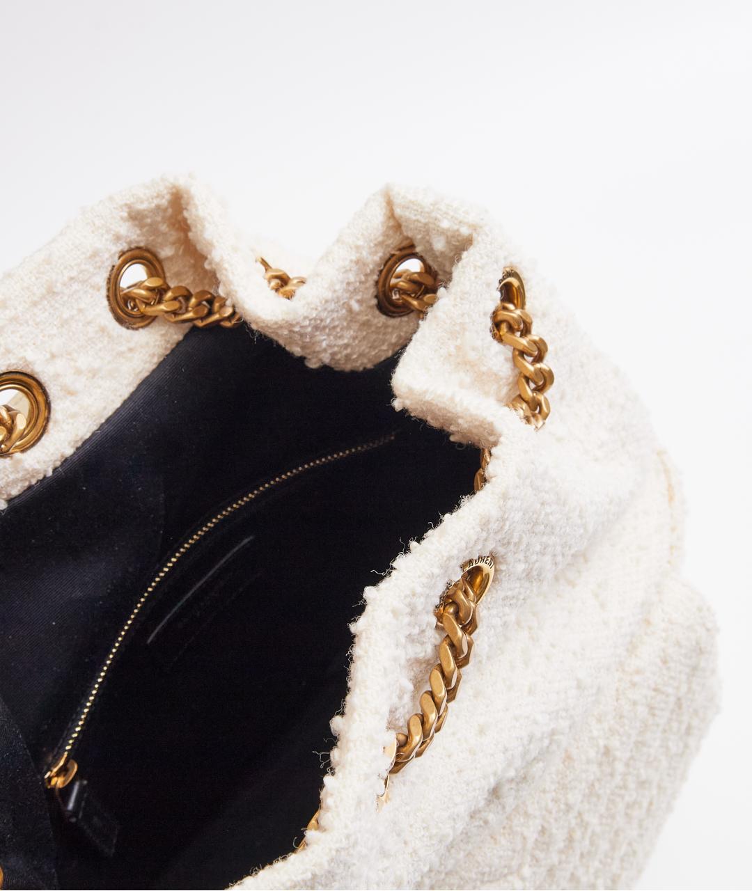 SAINT LAURENT Белый твидовый рюкзак, фото 7