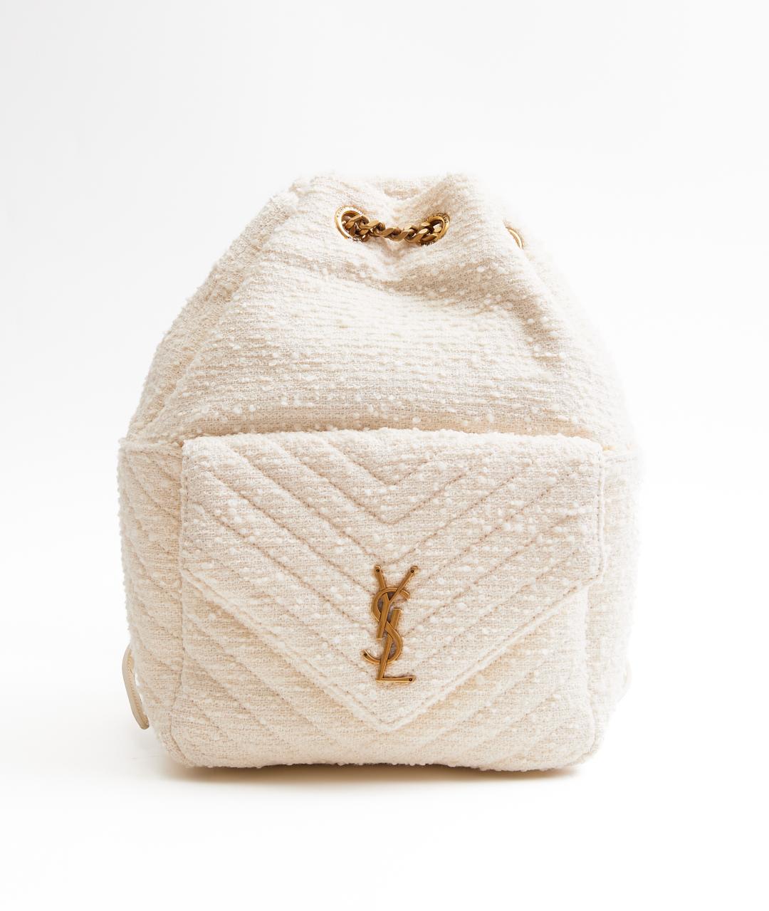 SAINT LAURENT Белый твидовый рюкзак, фото 8