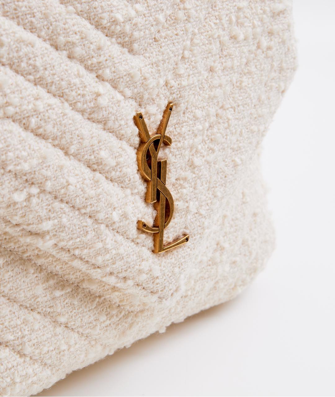 SAINT LAURENT Белый твидовый рюкзак, фото 5