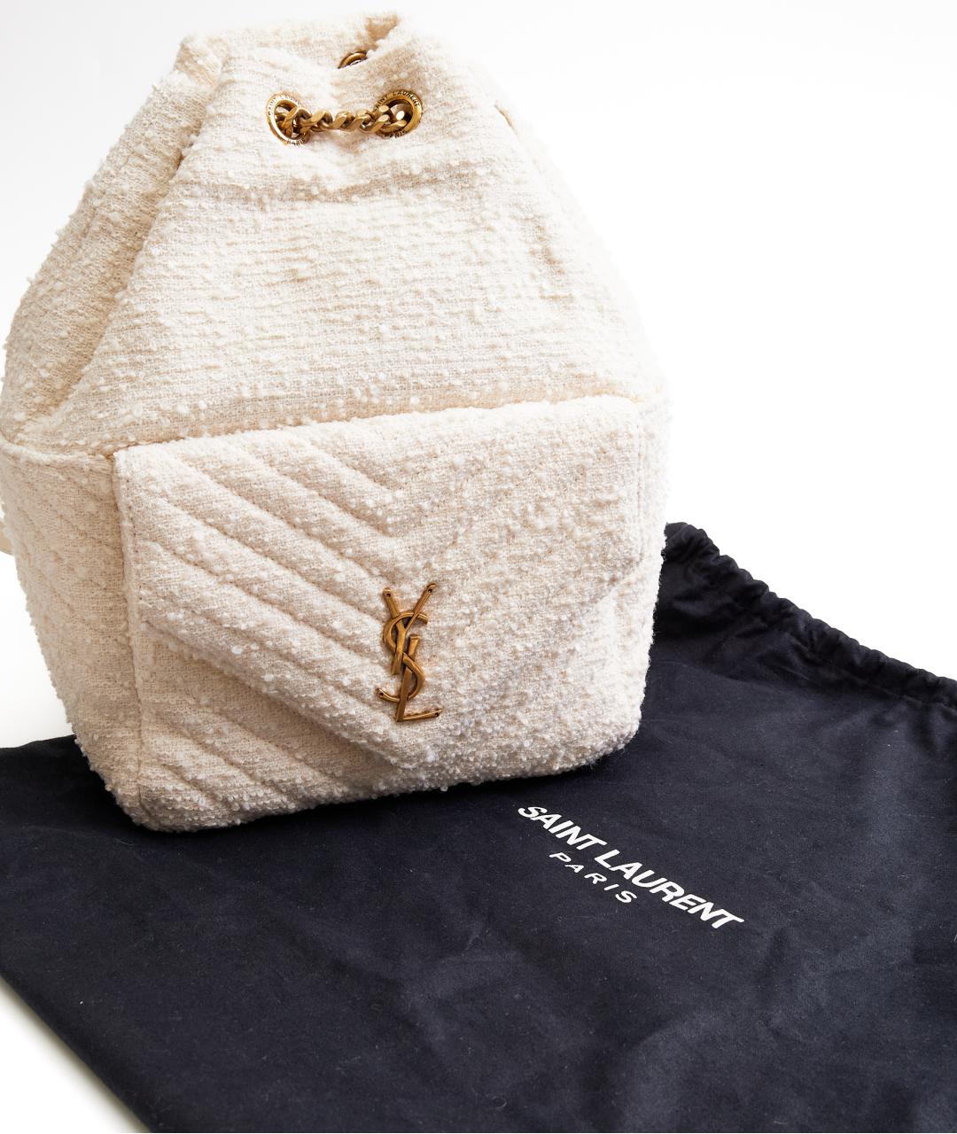 SAINT LAURENT Белый твидовый рюкзак, фото 6