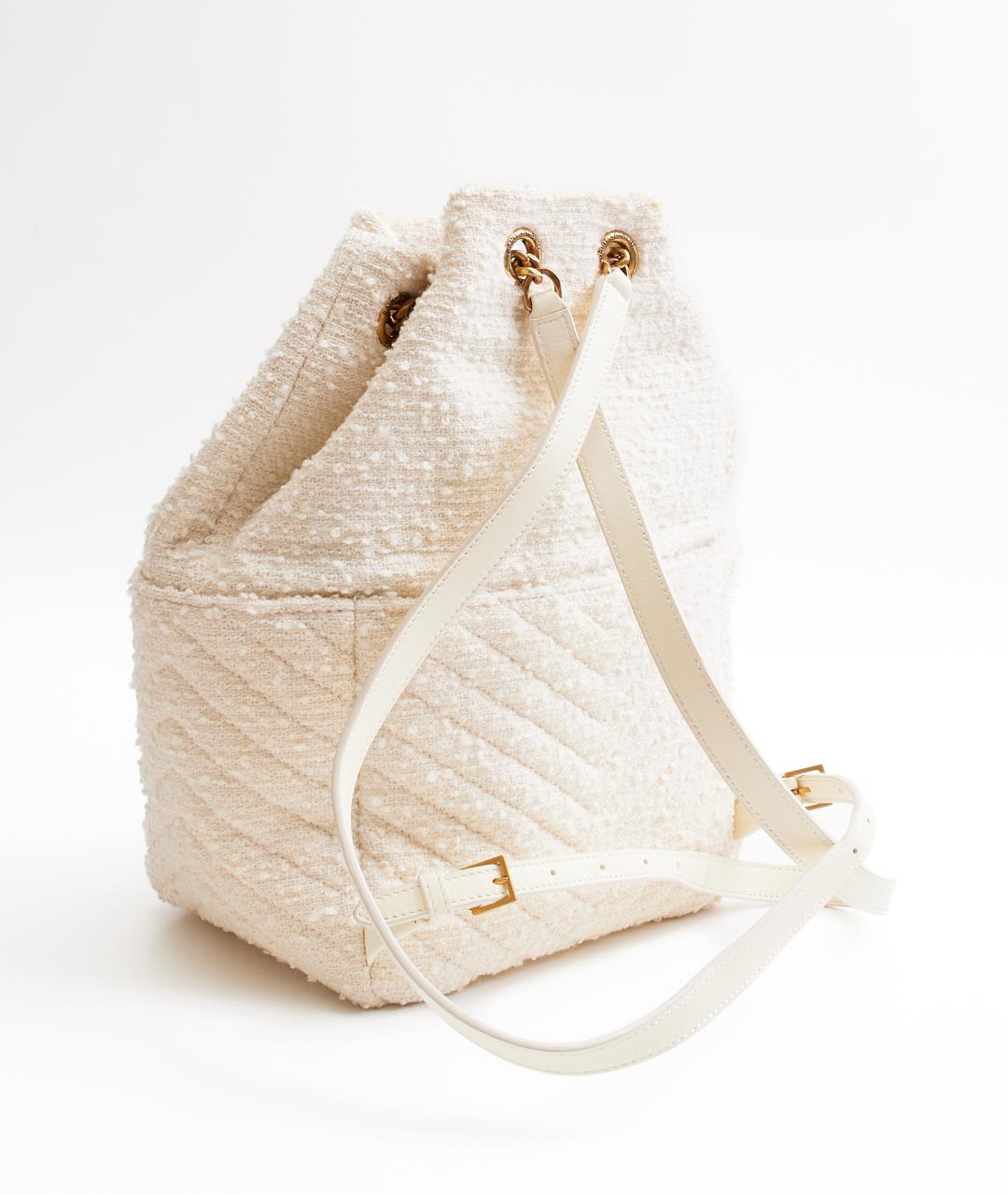 SAINT LAURENT Белый твидовый рюкзак, фото 3
