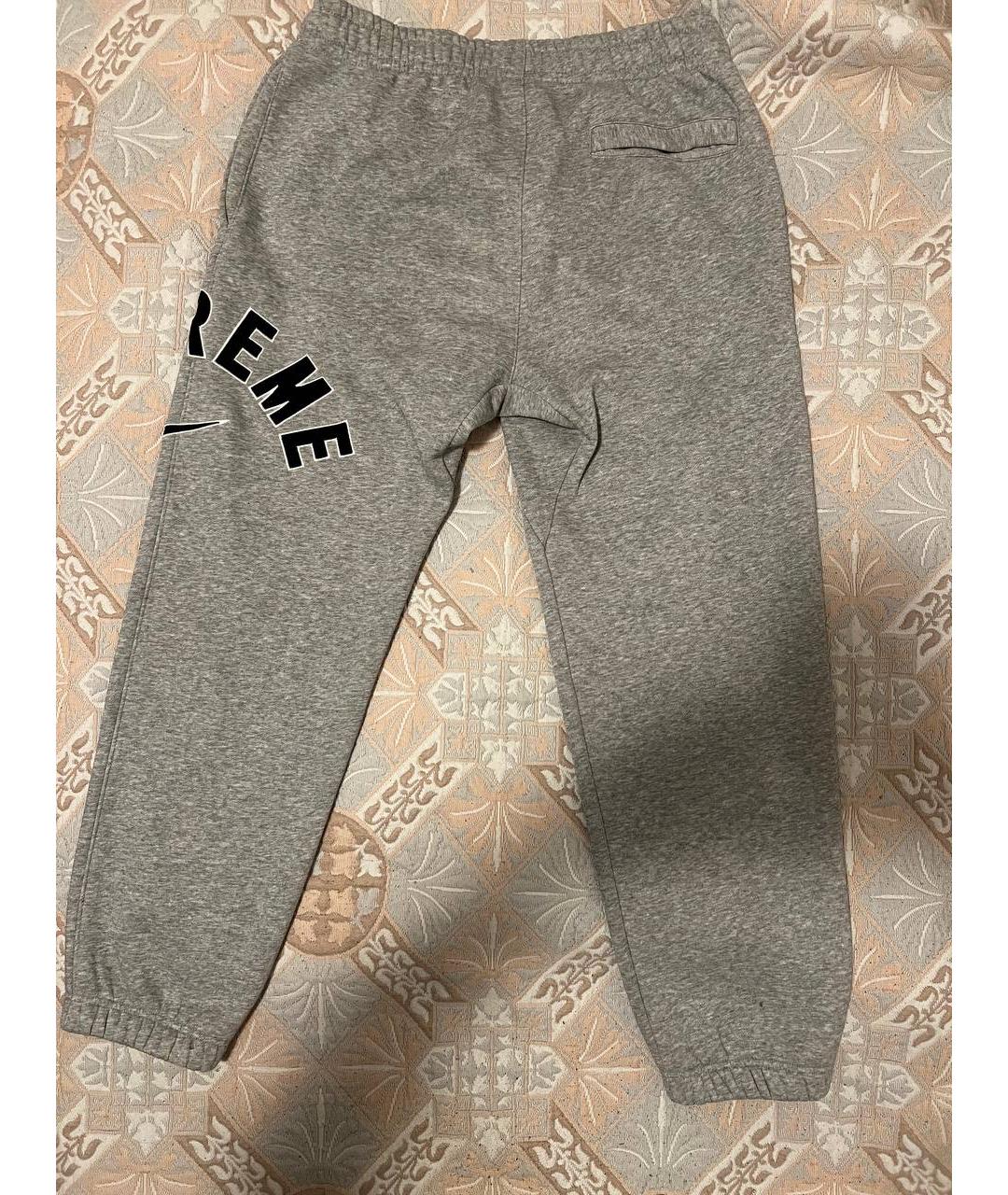 SUPREME Серые хлопковые повседневные брюки, фото 2