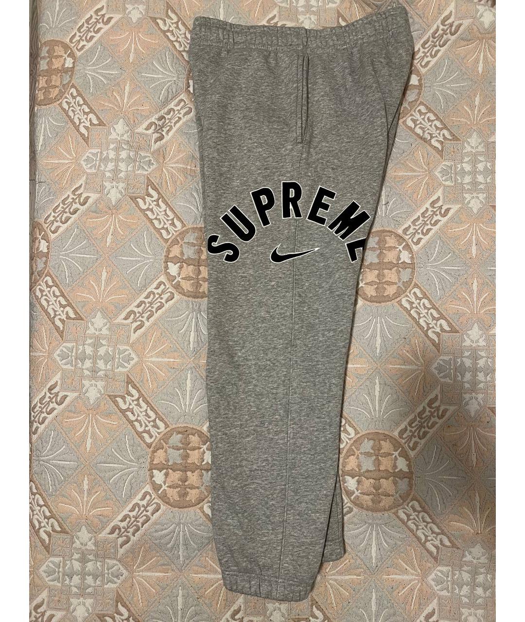 SUPREME Серые хлопковые повседневные брюки, фото 4