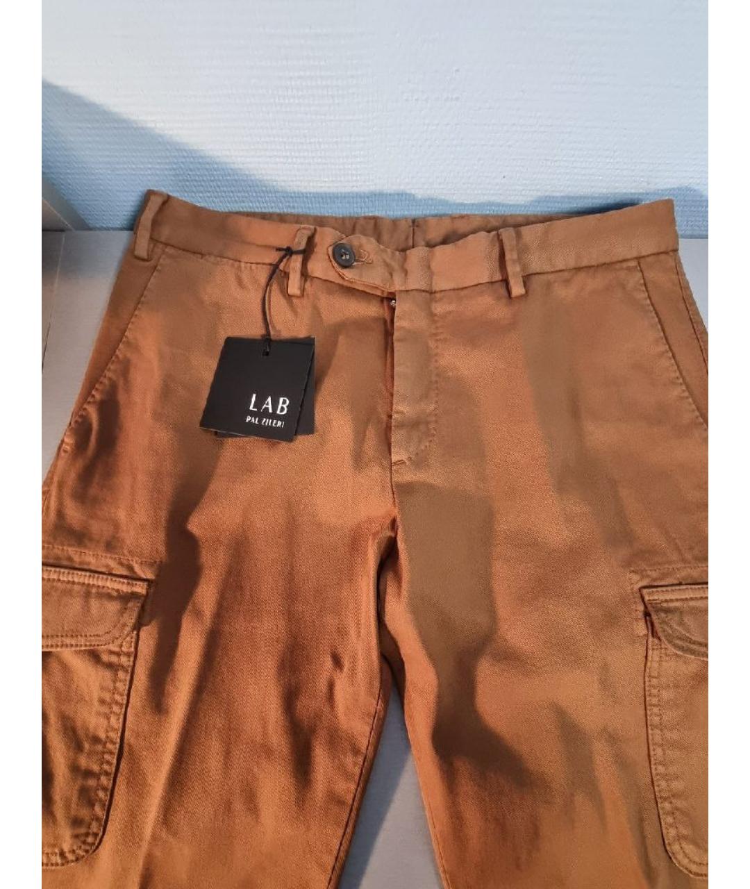 PAL ZILERI Горчичные хлопко-эластановые брюки чинос, фото 2