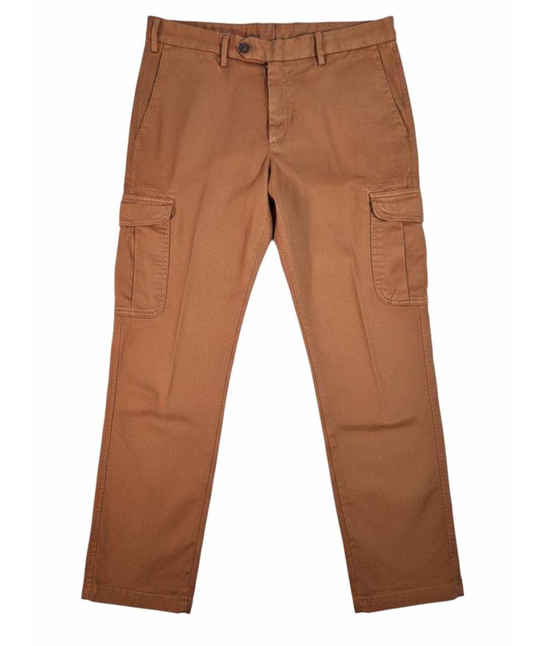 PAL ZILERI Горчичные хлопко-эластановые брюки чинос, фото 1