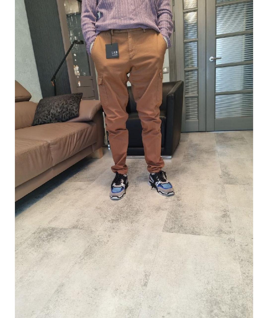 PAL ZILERI Горчичные хлопко-эластановые брюки чинос, фото 5