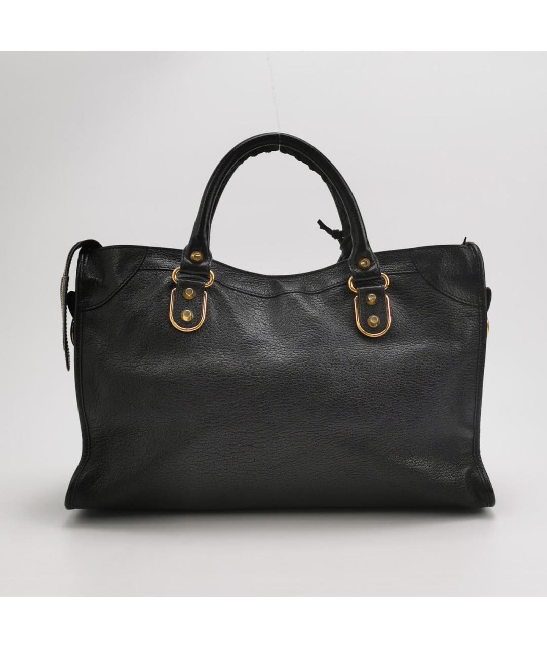 BALENCIAGA Черная кожаная сумка тоут, фото 4