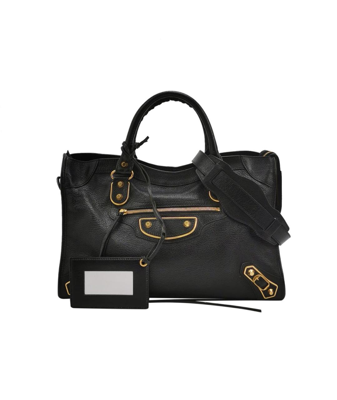 BALENCIAGA Черная кожаная сумка тоут, фото 1