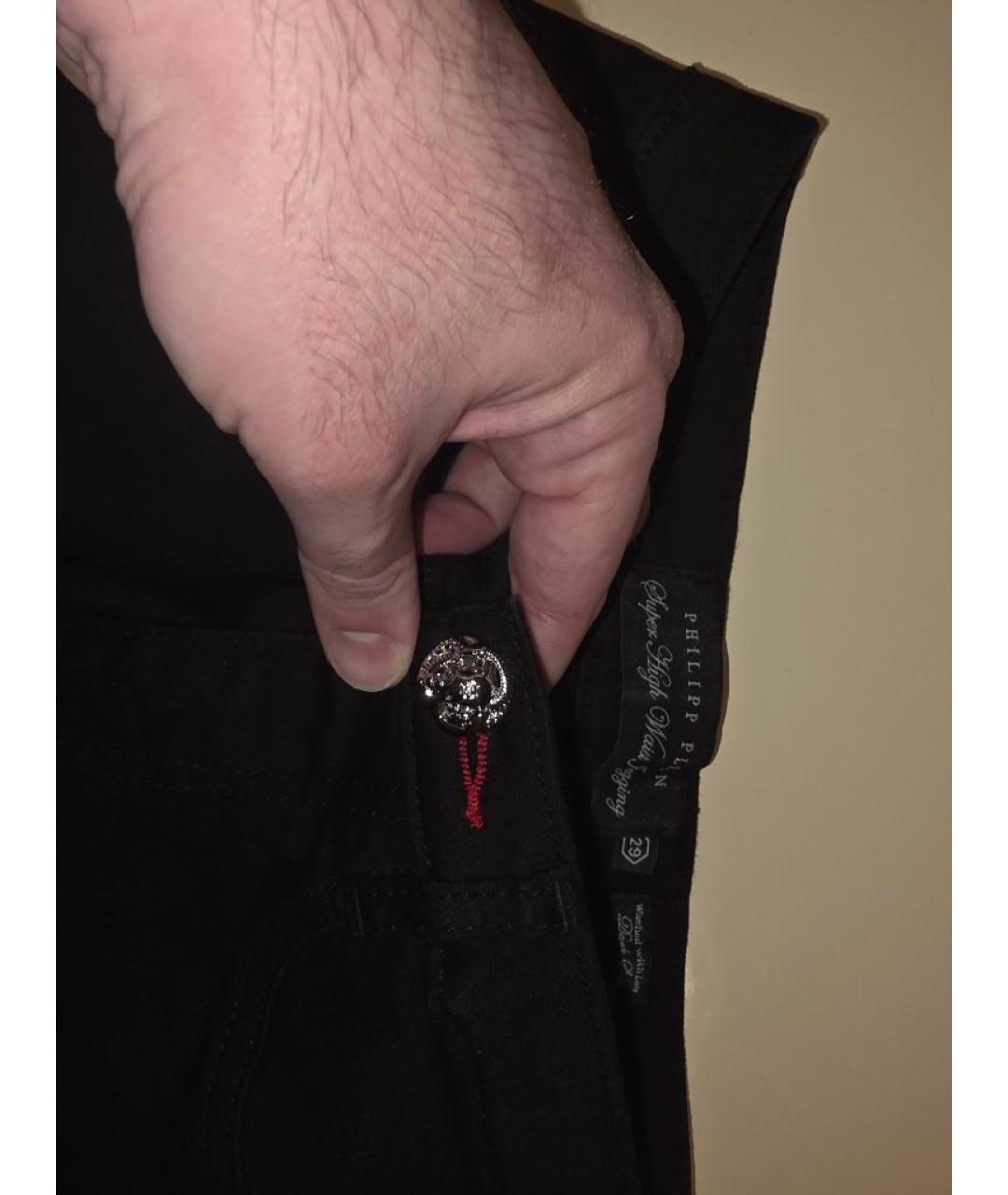 PHILIPP PLEIN Черные хлопко-эластановые джинсы слим, фото 5