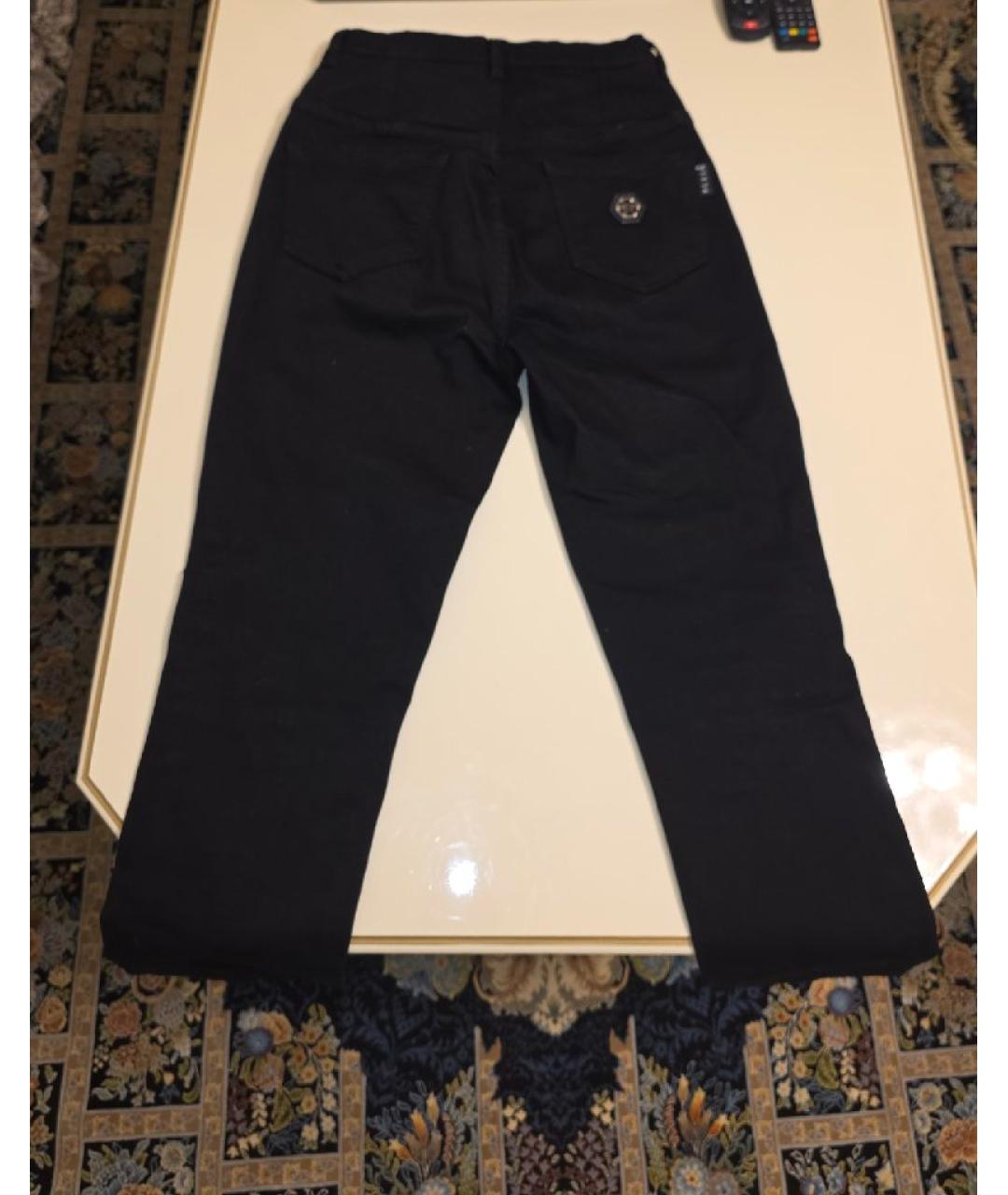 PHILIPP PLEIN Черные хлопко-эластановые джинсы слим, фото 2