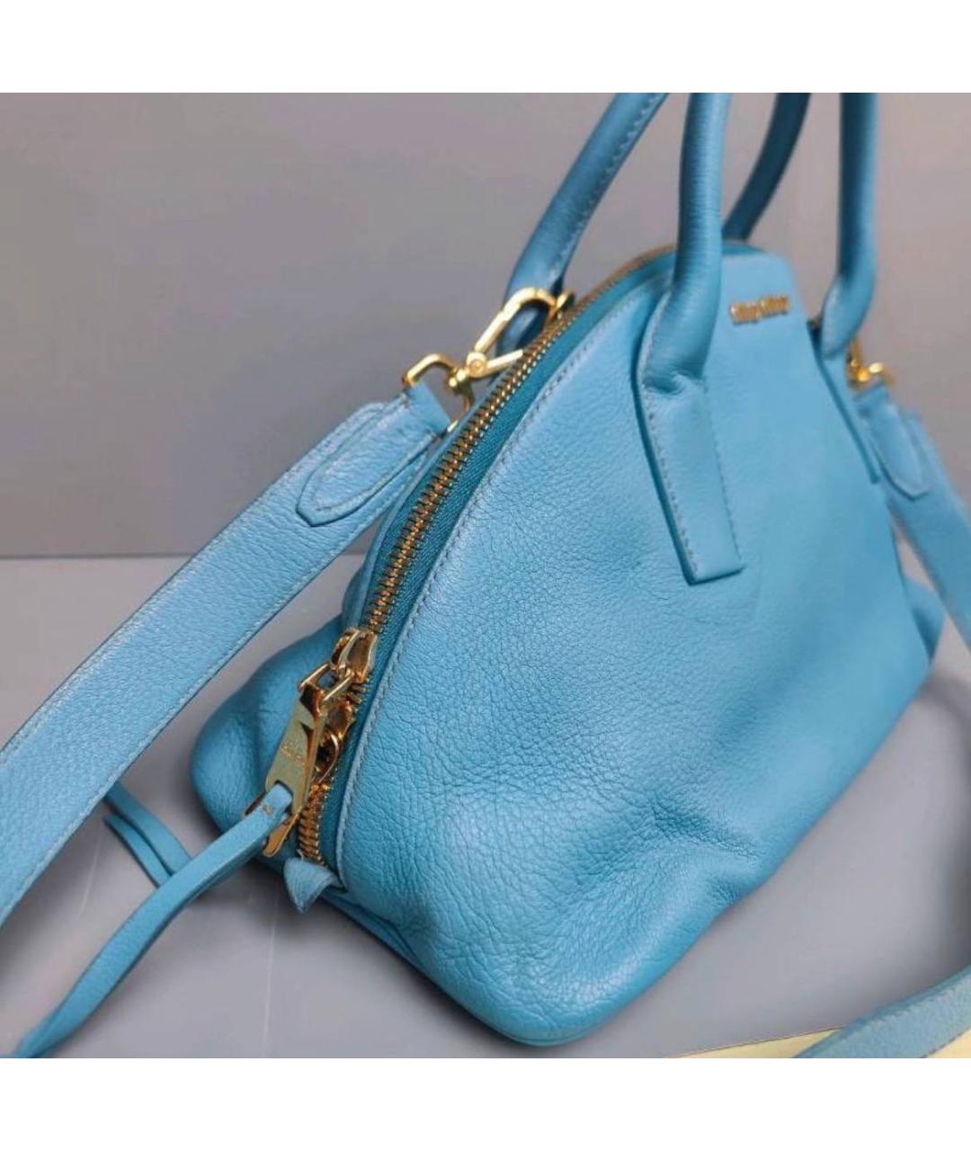 MIU MIU Голубая кожаная сумка тоут, фото 2