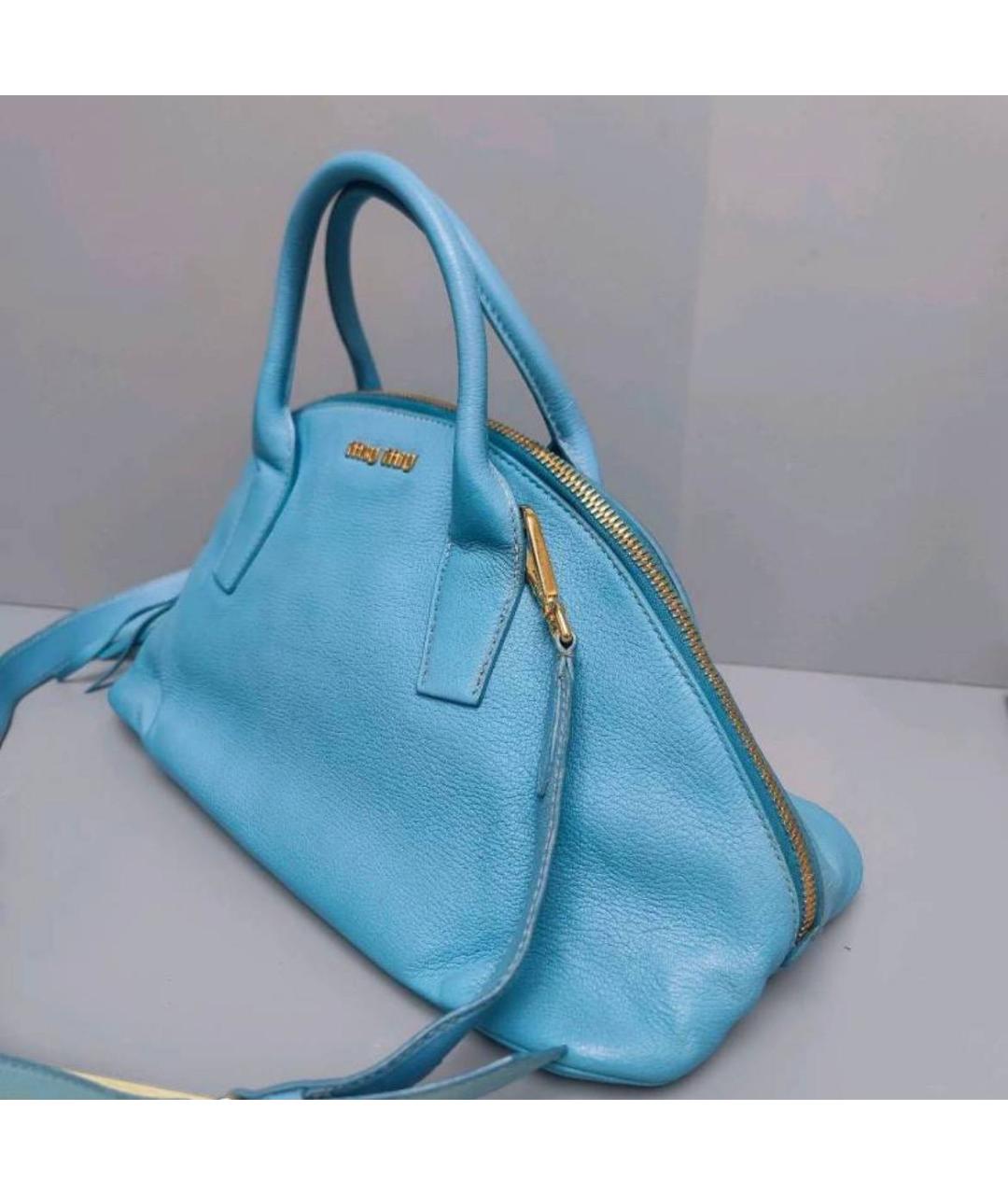 MIU MIU Голубая кожаная сумка тоут, фото 6