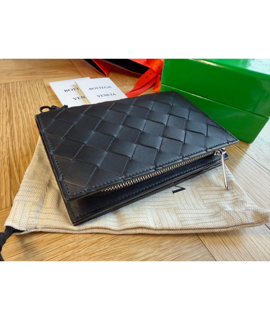 BOTTEGA VENETA Черный кожаный кошелек, фото 3