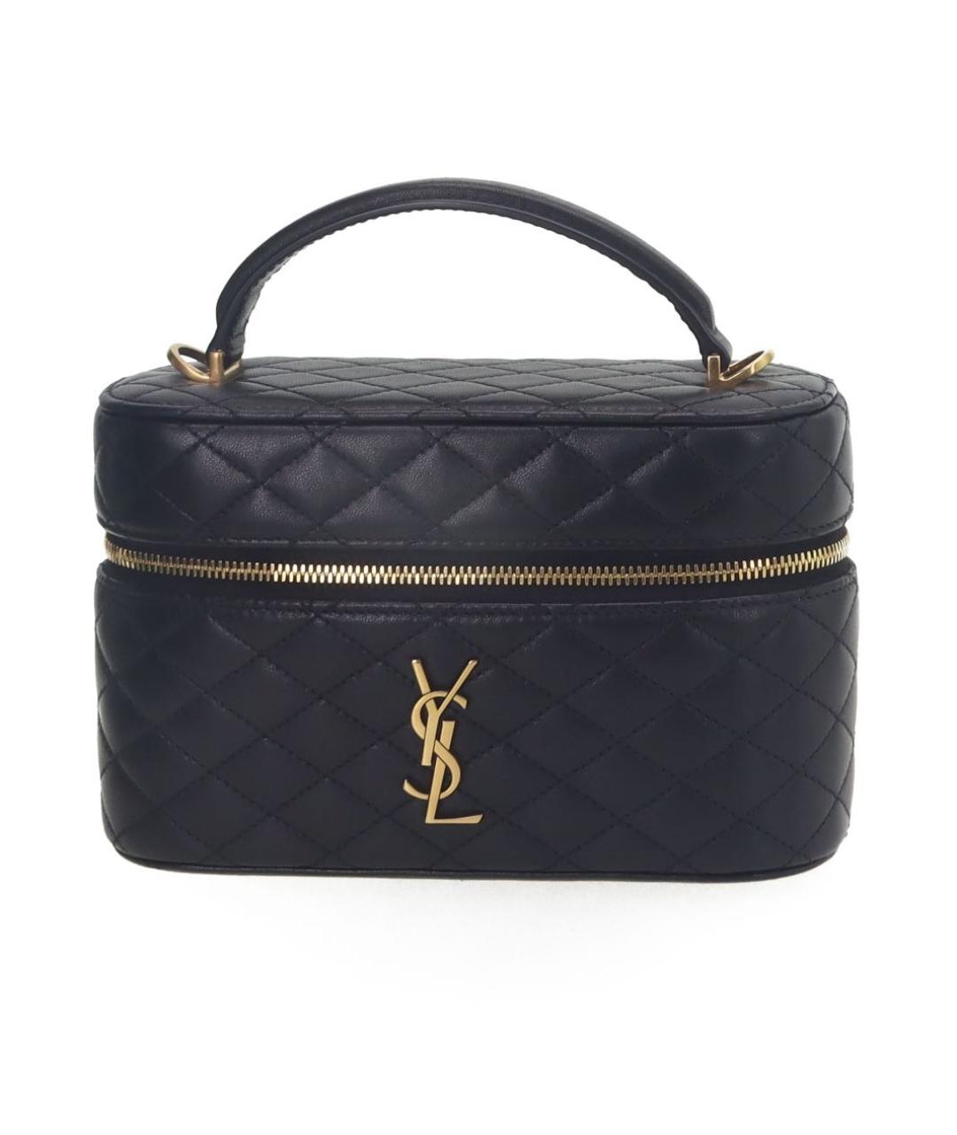 SAINT LAURENT Черная кожаная сумка с короткими ручками, фото 1