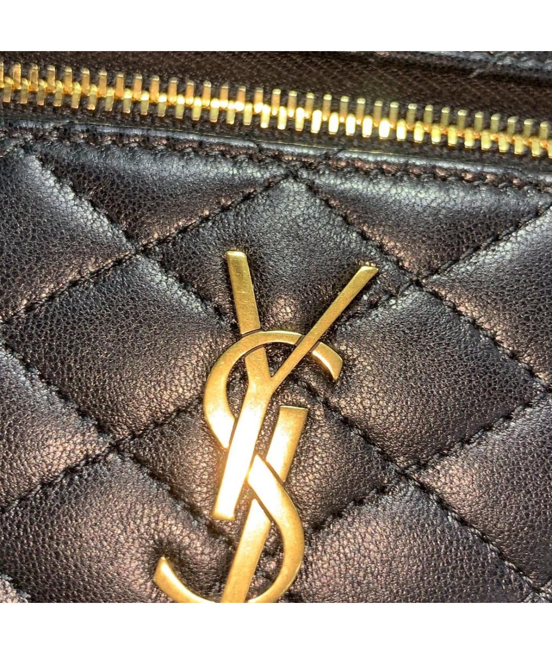 SAINT LAURENT Черная кожаная сумка с короткими ручками, фото 6