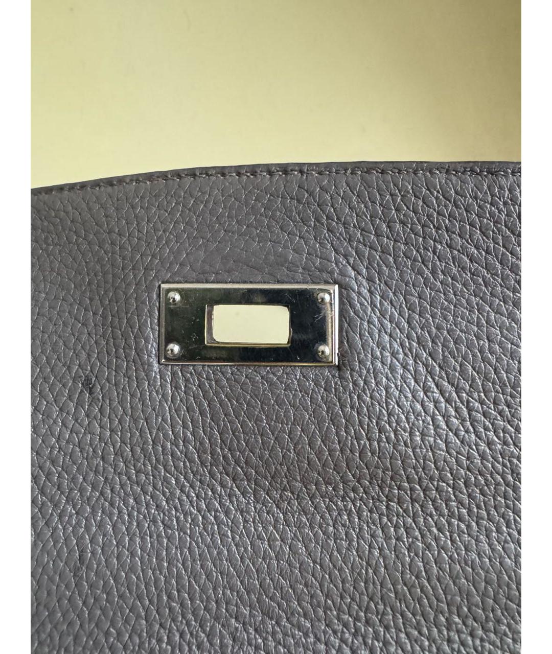 HERMES Бежевая кожаная сумка с короткими ручками, фото 5