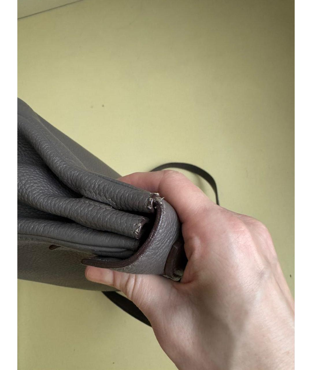 HERMES Бежевая кожаная сумка с короткими ручками, фото 4