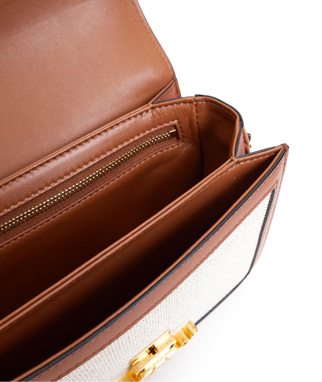 CELINE Бежевая тканевая сумка с короткими ручками, фото 5