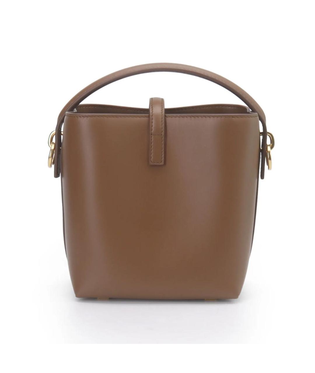 SAINT LAURENT Коричневая кожаная сумка тоут, фото 3