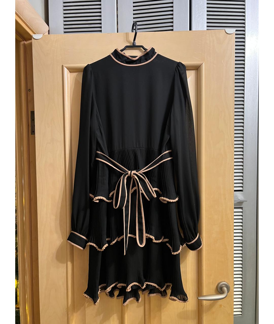 RED VALENTINO Черное полиэстеровое коктейльное платье, фото 10