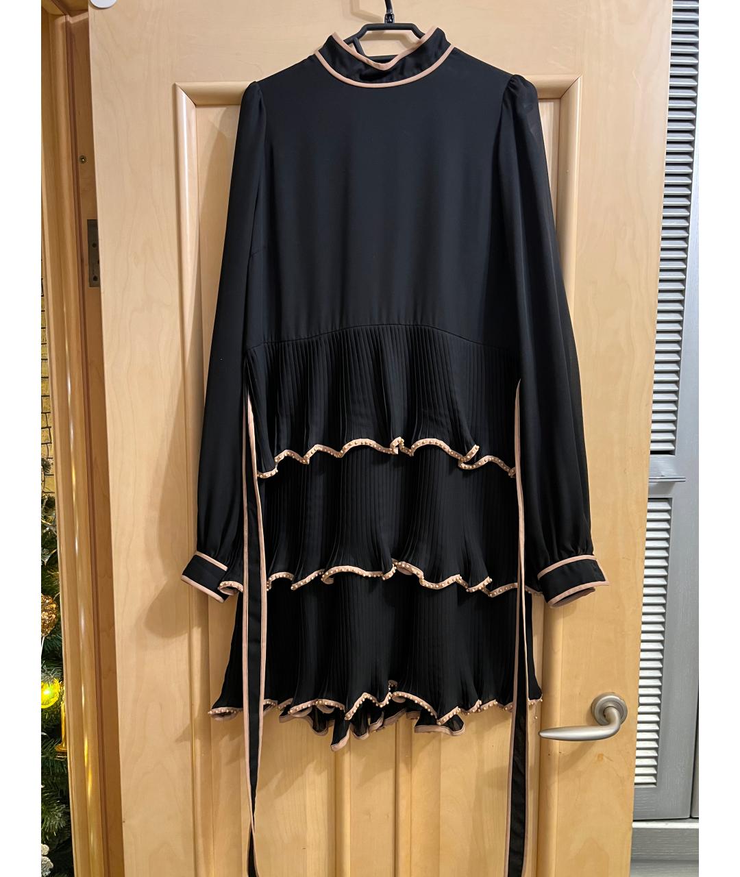 RED VALENTINO Черное полиэстеровое коктейльное платье, фото 9