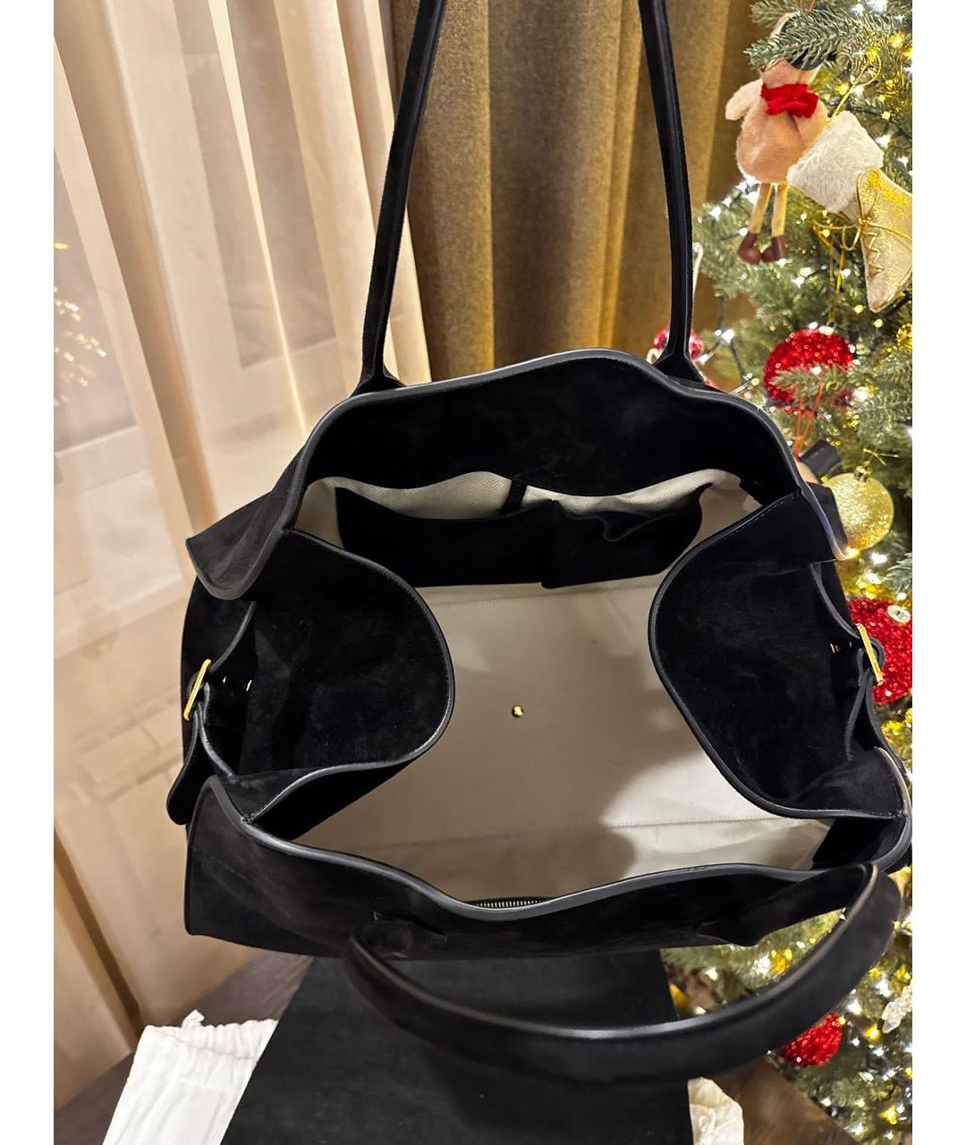 THE ROW Черная замшевая сумка тоут, фото 5