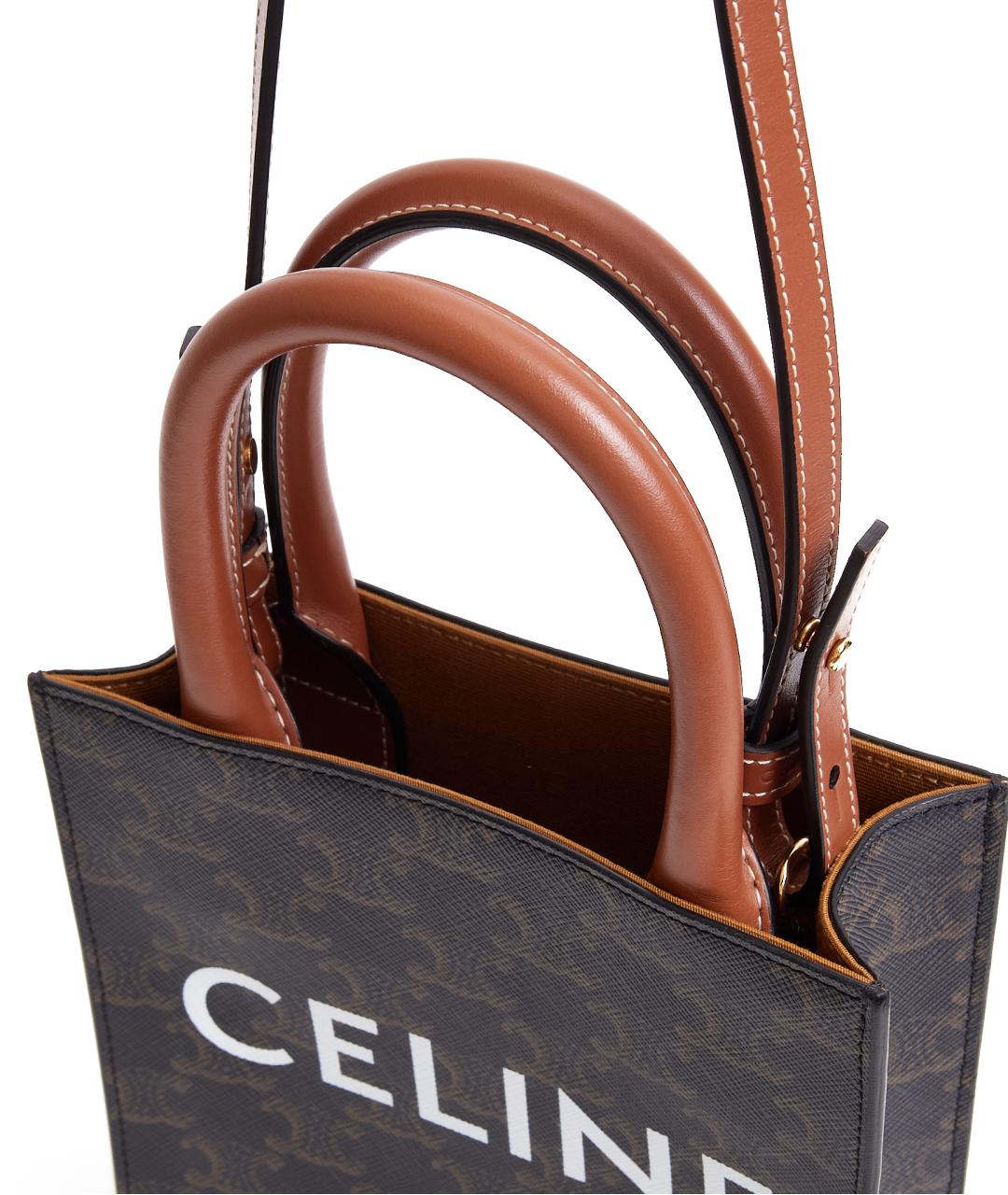 CELINE Коричневая кожаная сумка через плечо, фото 4