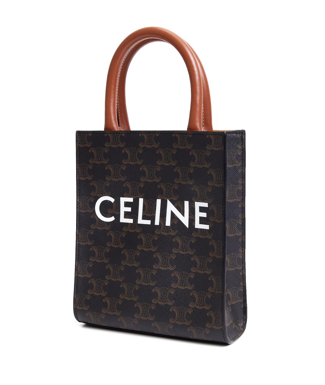 CELINE Коричневая кожаная сумка через плечо, фото 2