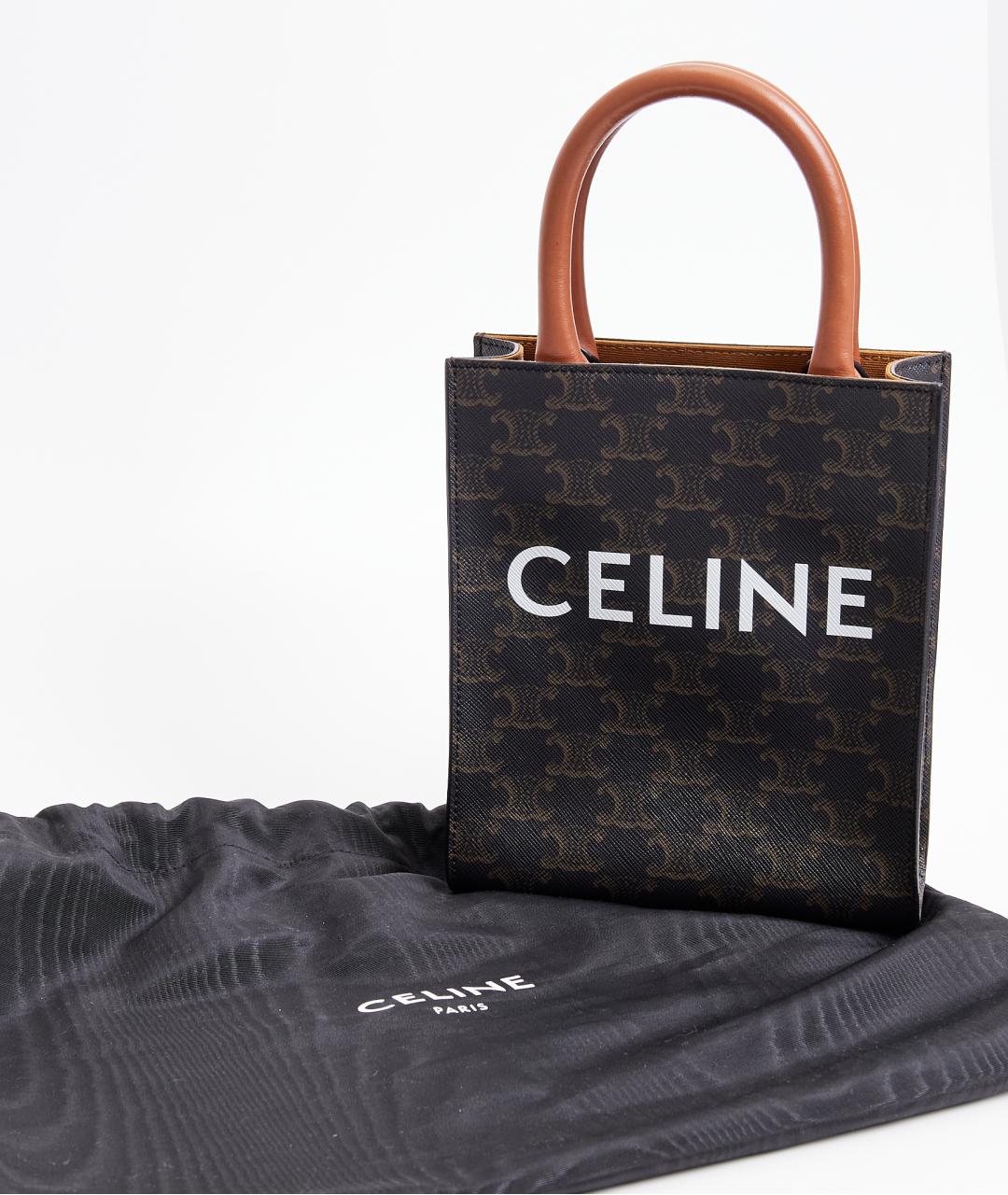 CELINE Коричневая кожаная сумка через плечо, фото 6