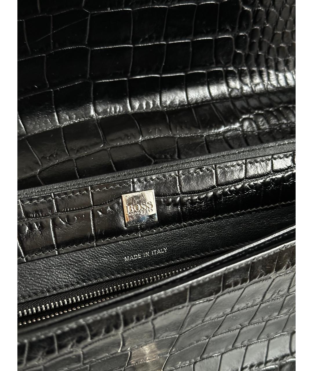 HUGO BOSS Черная кожаная сумка с короткими ручками, фото 8