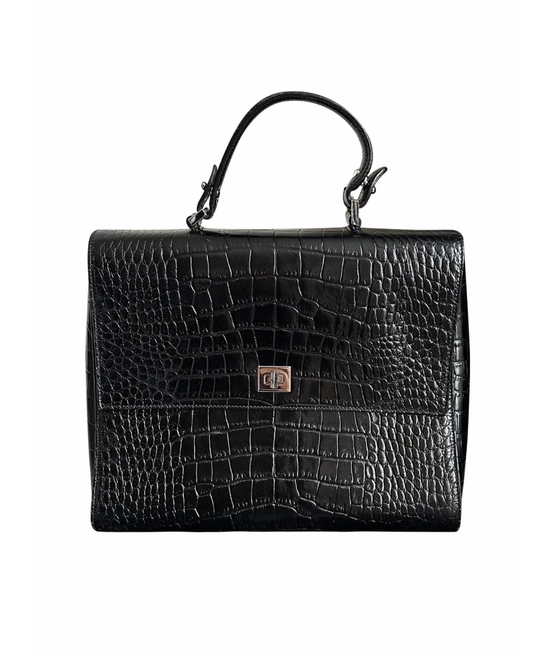 HUGO BOSS Черная кожаная сумка с короткими ручками, фото 1