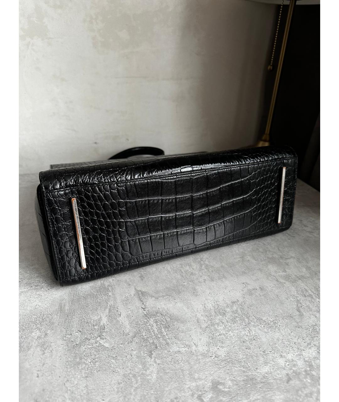 HUGO BOSS Черная кожаная сумка с короткими ручками, фото 4