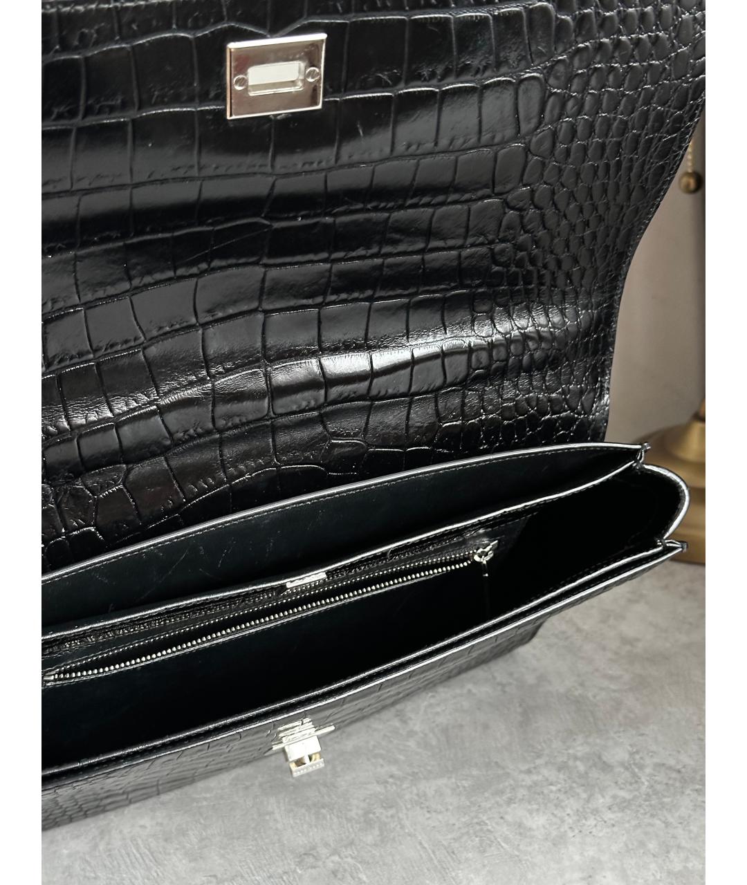 HUGO BOSS Черная кожаная сумка с короткими ручками, фото 9